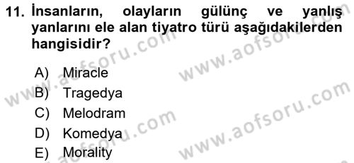 Güzel Sanatlar Dersi 2015 - 2016 Yılı Tek Ders Sınav Soruları 11. Soru