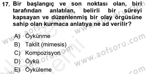 Güzel Sanatlar Dersi 2015 - 2016 Yılı Tek Ders Sınav Soruları 17. Soru