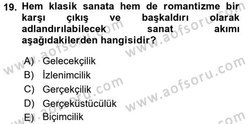Güzel Sanatlar Dersi 2015 - 2016 Yılı Tek Ders Sınav Soruları 19. Soru