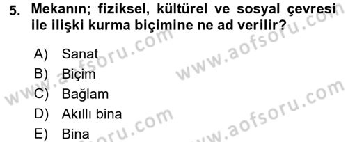 Güzel Sanatlar Dersi 2015 - 2016 Yılı Tek Ders Sınav Soruları 5. Soru