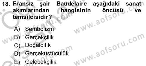 Güzel Sanatlar Dersi 2016 - 2017 Yılı 3 Ders Sınavı 18. Soru