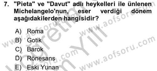 Güzel Sanatlar Dersi 2016 - 2017 Yılı 3 Ders Sınavı 7. Soru