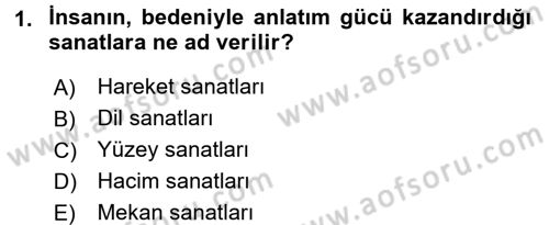 Güzel Sanatlar Dersi 2016 - 2017 Yılı (Vize) Ara Sınavı 1. Soru