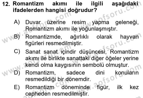 Güzel Sanatlar Dersi 2016 - 2017 Yılı (Vize) Ara Sınavı 12. Soru