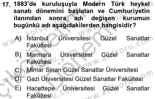 Güzel Sanatlar Dersi 2016 - 2017 Yılı (Vize) Ara Sınavı 17. Soru