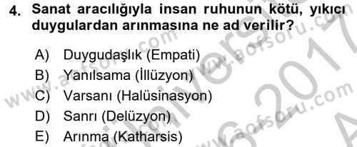 Güzel Sanatlar Dersi 2016 - 2017 Yılı (Vize) Ara Sınavı 4. Soru