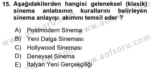 Güzel Sanatlar Dersi 2016 - 2017 Yılı (Final) Dönem Sonu Sınav Soruları 15. Soru