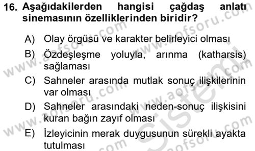Güzel Sanatlar Dersi 2016 - 2017 Yılı (Final) Dönem Sonu Sınav Soruları 16. Soru