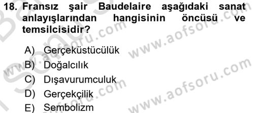 Güzel Sanatlar Dersi 2016 - 2017 Yılı (Final) Dönem Sonu Sınav Soruları 18. Soru