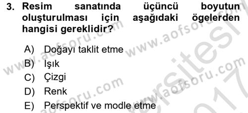 Güzel Sanatlar Dersi 2016 - 2017 Yılı (Final) Dönem Sonu Sınav Soruları 3. Soru