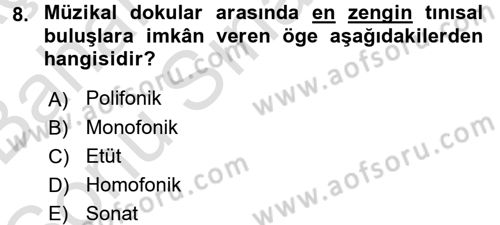 Güzel Sanatlar Dersi 2016 - 2017 Yılı (Final) Dönem Sonu Sınav Soruları 8. Soru