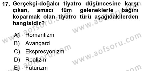 Güzel Sanatlar Dersi 2018 - 2019 Yılı (Vize) Ara Sınav Soruları 17. Soru