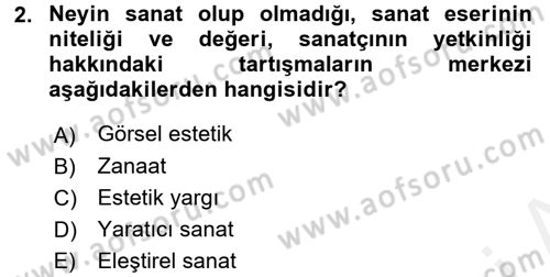 Güzel Sanatlar Dersi 2018 - 2019 Yılı (Vize) Ara Sınav Soruları 2. Soru
