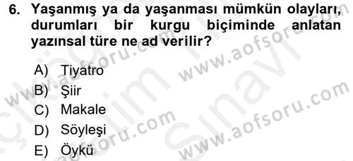 Güzel Sanatlar Dersi 2018 - 2019 Yılı (Vize) Ara Sınav Soruları 6. Soru