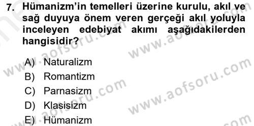 Güzel Sanatlar Dersi 2018 - 2019 Yılı (Vize) Ara Sınav Soruları 7. Soru