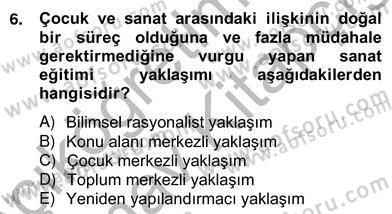 Görsel Sanatlar Eğitimi Dersi 2012 - 2013 Yılı (Vize) Ara Sınav Soruları 6. Soru