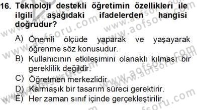 Görsel Sanatlar Eğitimi Dersi 2013 - 2014 Yılı Tek Ders Sınav Soruları 16. Soru