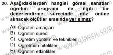 Görsel Sanatlar Eğitimi Dersi 2013 - 2014 Yılı Tek Ders Sınav Soruları 20. Soru