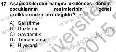 Görsel Sanatlar Eğitimi Dersi 2014 - 2015 Yılı (Vize) Ara Sınav Soruları 17. Soru
