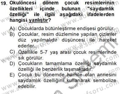 Görsel Sanatlar Eğitimi Dersi 2014 - 2015 Yılı (Vize) Ara Sınav Soruları 19. Soru
