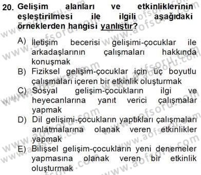 Görsel Sanatlar Eğitimi Dersi 2014 - 2015 Yılı (Vize) Ara Sınav Soruları 20. Soru