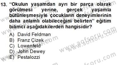 Görsel Sanatlar Eğitimi Dersi 2014 - 2015 Yılı (Final) Dönem Sonu Sınav Soruları 13. Soru