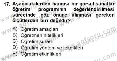 Görsel Sanatlar Eğitimi Dersi 2014 - 2015 Yılı (Final) Dönem Sonu Sınav Soruları 17. Soru