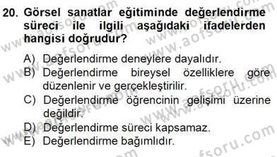 Görsel Sanatlar Eğitimi Dersi 2014 - 2015 Yılı (Final) Dönem Sonu Sınav Soruları 20. Soru