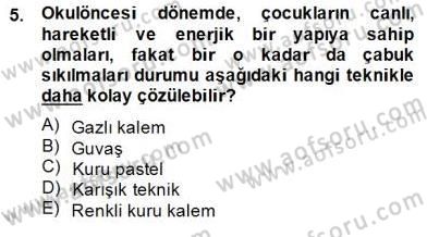 Görsel Sanatlar Eğitimi Dersi 2014 - 2015 Yılı (Final) Dönem Sonu Sınav Soruları 5. Soru