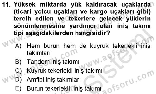 Havacılık Terminolojisi Dersi 2021 - 2022 Yılı (Vize) Ara Sınav Soruları 11. Soru