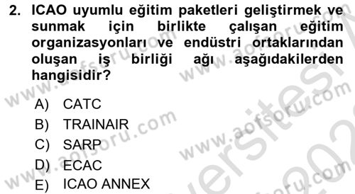 Havacılık Terminolojisi Dersi 2021 - 2022 Yılı (Vize) Ara Sınav Soruları 2. Soru