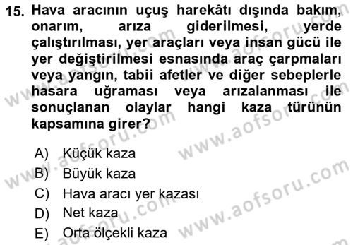 Havacılık Terminolojisi Dersi 2021 - 2022 Yılı (Final) Dönem Sonu Sınav Soruları 15. Soru