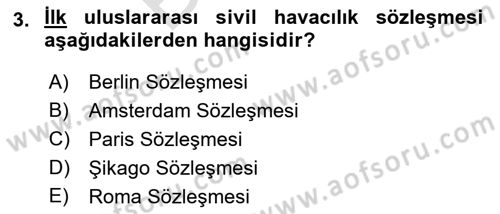 Havacılık Terminolojisi Dersi 2021 - 2022 Yılı (Final) Dönem Sonu Sınav Soruları 3. Soru