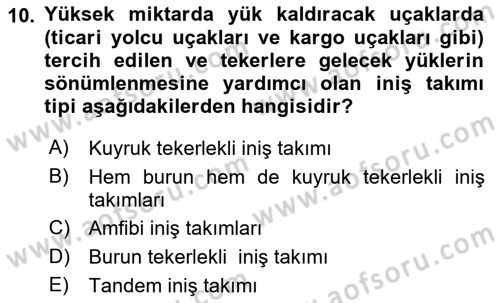 Havacılık Terminolojisi Dersi 2021 - 2022 Yılı Yaz Okulu Sınav Soruları 10. Soru