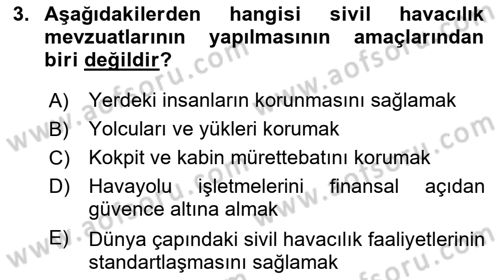 Havacılık Terminolojisi Dersi 2021 - 2022 Yılı Yaz Okulu Sınav Soruları 3. Soru