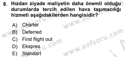 Havacılık Terminolojisi Dersi 2021 - 2022 Yılı Yaz Okulu Sınav Soruları 8. Soru