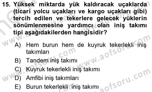 Havacılık Terminolojisi Dersi 2023 - 2024 Yılı (Vize) Ara Sınavı 15. Soru