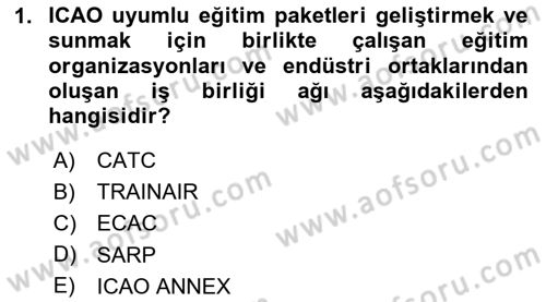 Havacılık Terminolojisi Dersi 2023 - 2024 Yılı (Final) Dönem Sonu Sınav Soruları 1. Soru