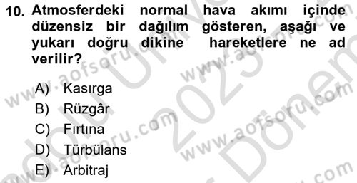 Havacılık Terminolojisi Dersi 2023 - 2024 Yılı (Final) Dönem Sonu Sınav Soruları 10. Soru