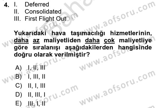 Havacılık Terminolojisi Dersi 2023 - 2024 Yılı (Final) Dönem Sonu Sınav Soruları 4. Soru
