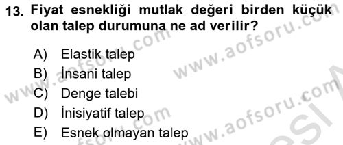 Havacılık Ekonomisi Dersi 2023 - 2024 Yılı (Vize) Ara Sınav Soruları 13. Soru