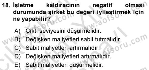 Havacılık Ekonomisi Dersi 2023 - 2024 Yılı (Vize) Ara Sınav Soruları 18. Soru