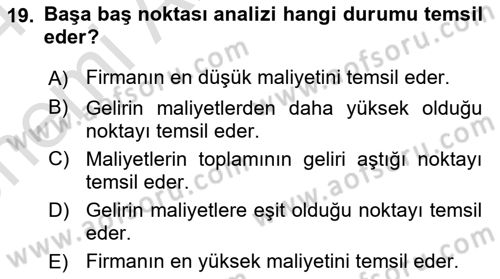 Havacılık Ekonomisi Dersi 2023 - 2024 Yılı (Vize) Ara Sınav Soruları 19. Soru