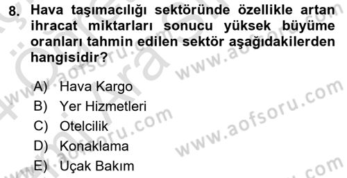 Havacılık Ekonomisi Dersi 2023 - 2024 Yılı (Vize) Ara Sınav Soruları 8. Soru