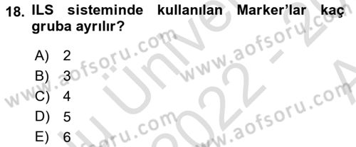 Haberleşme ve Seyrüsefer Sistemleri Dersi 2022 - 2023 Yılı (Vize) Ara Sınav Soruları 18. Soru
