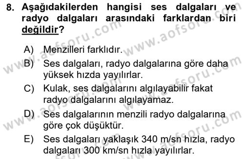 Haberleşme ve Seyrüsefer Sistemleri Dersi 2022 - 2023 Yılı (Vize) Ara Sınav Soruları 8. Soru