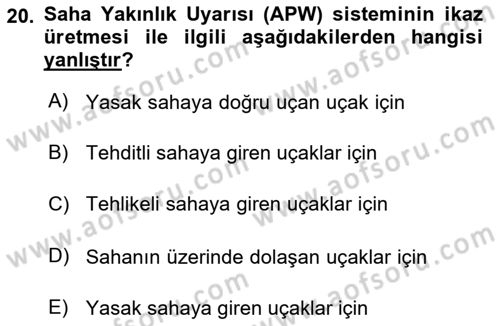 Haberleşme ve Seyrüsefer Sistemleri Dersi 2022 - 2023 Yılı (Final) Dönem Sonu Sınav Soruları 20. Soru