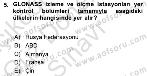 Haberleşme ve Seyrüsefer Sistemleri Dersi 2022 - 2023 Yılı (Final) Dönem Sonu Sınav Soruları 5. Soru