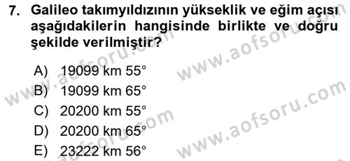Haberleşme ve Seyrüsefer Sistemleri Dersi 2022 - 2023 Yılı (Final) Dönem Sonu Sınav Soruları 7. Soru