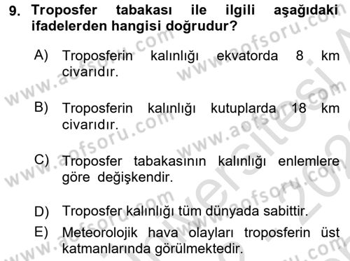 Haberleşme ve Seyrüsefer Sistemleri Dersi 2022 - 2023 Yılı (Final) Dönem Sonu Sınav Soruları 9. Soru